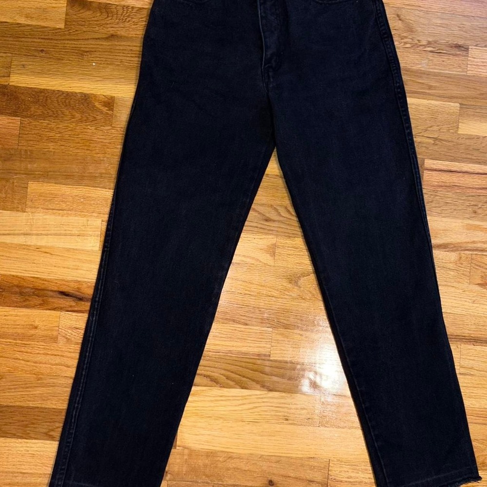 Vintage 955 Originals Black Mom Jeans High Rise Tapered Leg Raw Hem W30